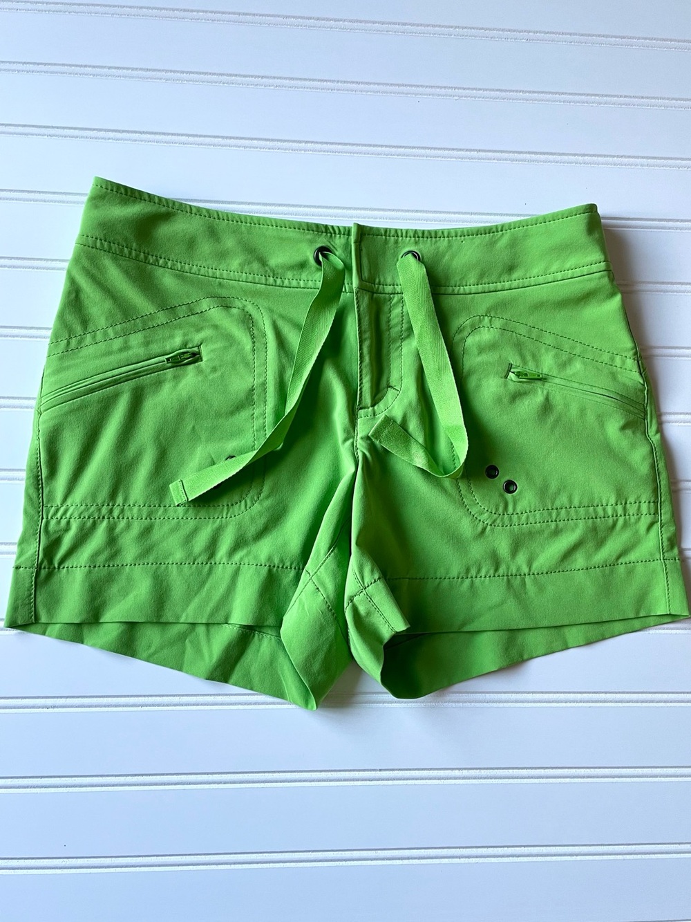 Athleta Boardshorts‎ 4" Lime Green Stretch Beach Swim Surf Hike Gorpcore Size 0
